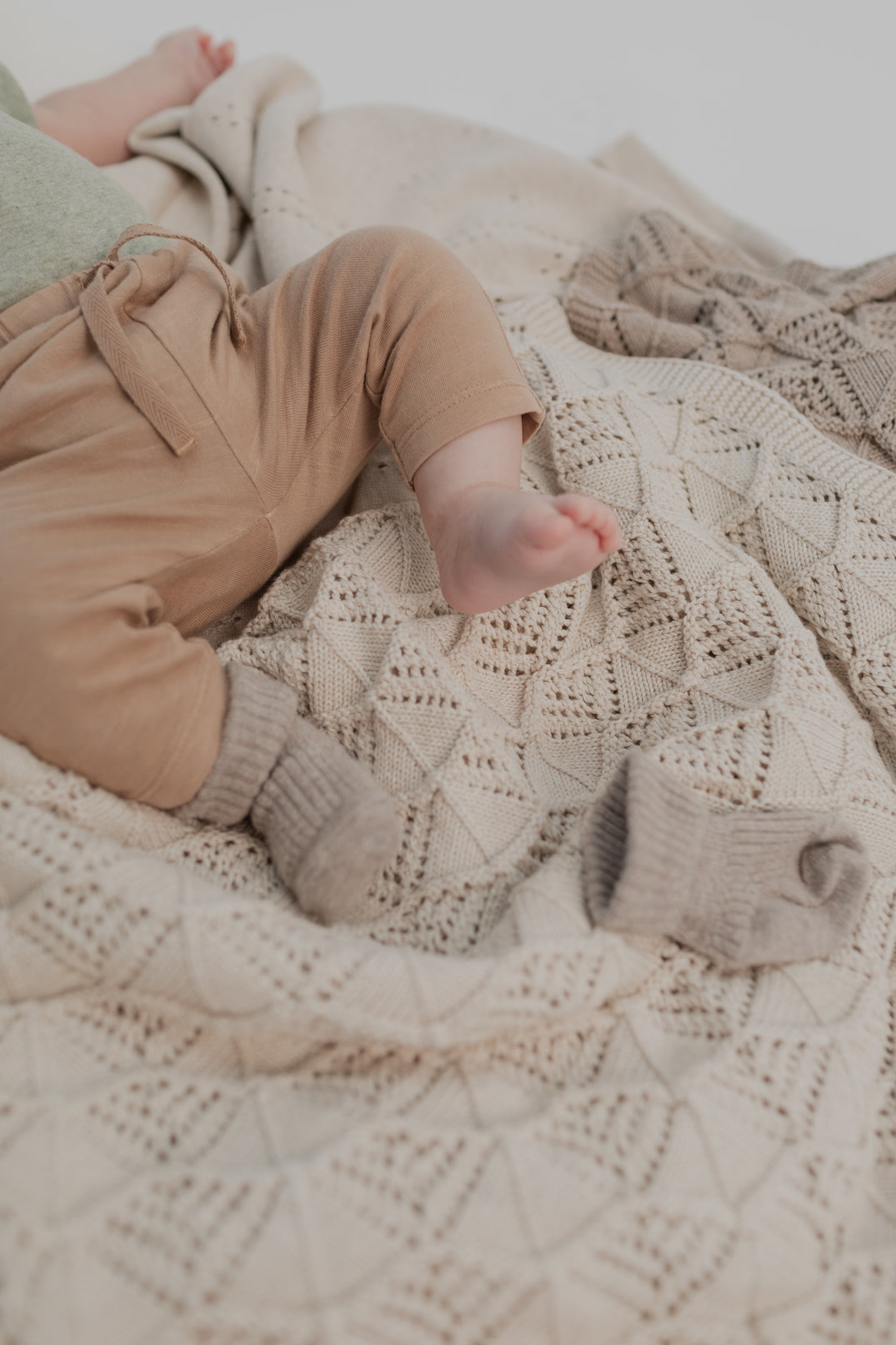 Knitted Blanket Pointelle Vanilla