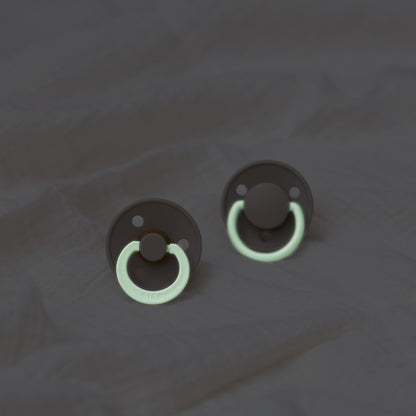 BIBS Colour 2 PACK Latex Size 2 Black GLOW/Vanilla GLOW